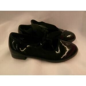 Pre-Owned Tap Shoes Dance Class Girls 10M Tyette Leather Ribbon